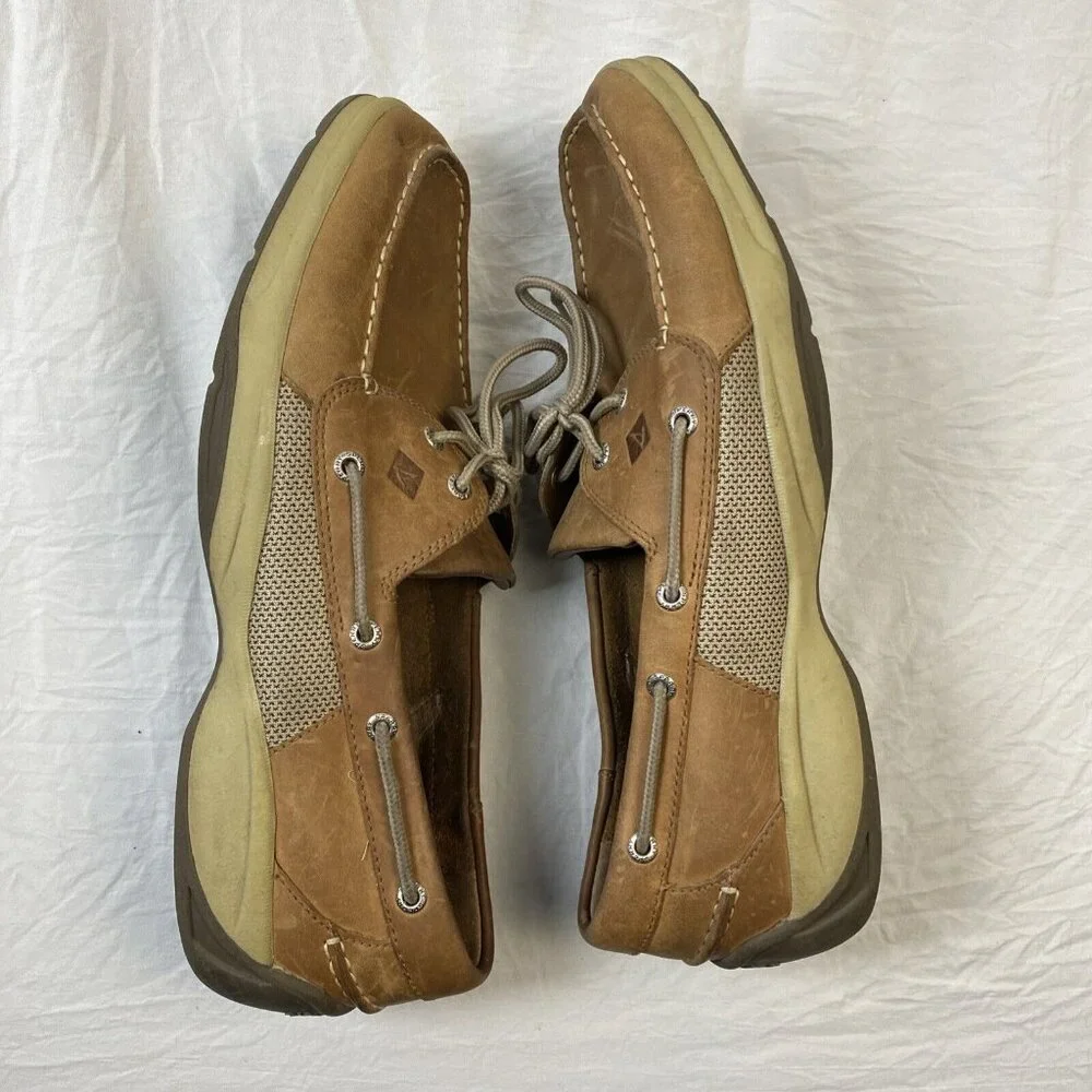 Sperry Top Sider Men’s 13 Medium Intrepid Dark‎ Tan Very Good Condition 0276308